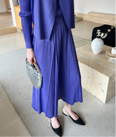 Premium Wide-Leg Plissé Pants